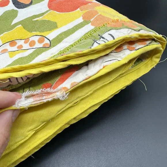 Vintage 1970s Kitschy Handmade Throw Blanket Flower Snail Yellow Orange AS IS - Picture 7 of 10